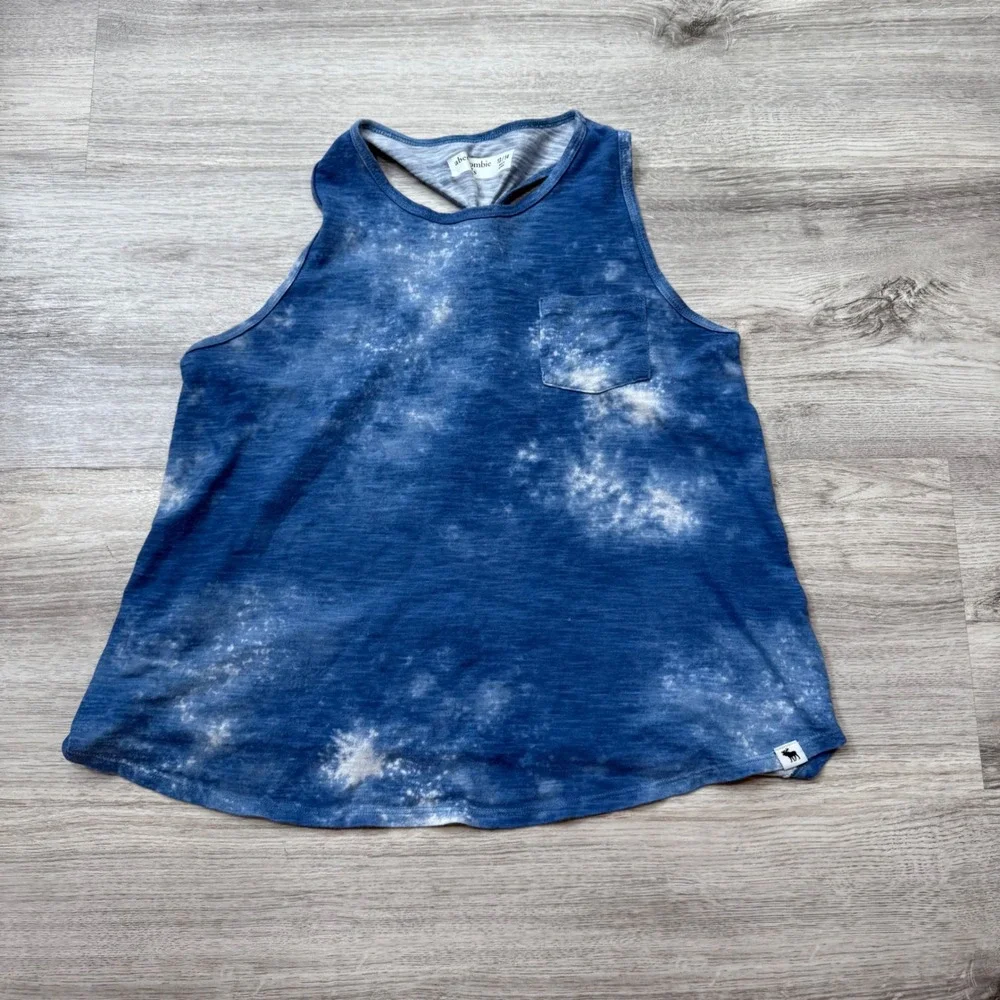 Abercrombie Kids Blue Tie Dye‎ Tank Top Racerback Pocket Girls
